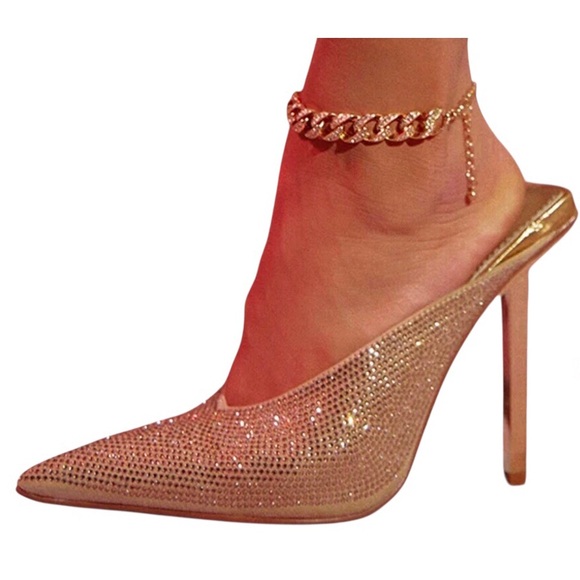 LEMONADE Elegant Gold Shimmering Mules.Size 8 Pointed Toe 4” Stiletto Heels - Picture 5 of 5